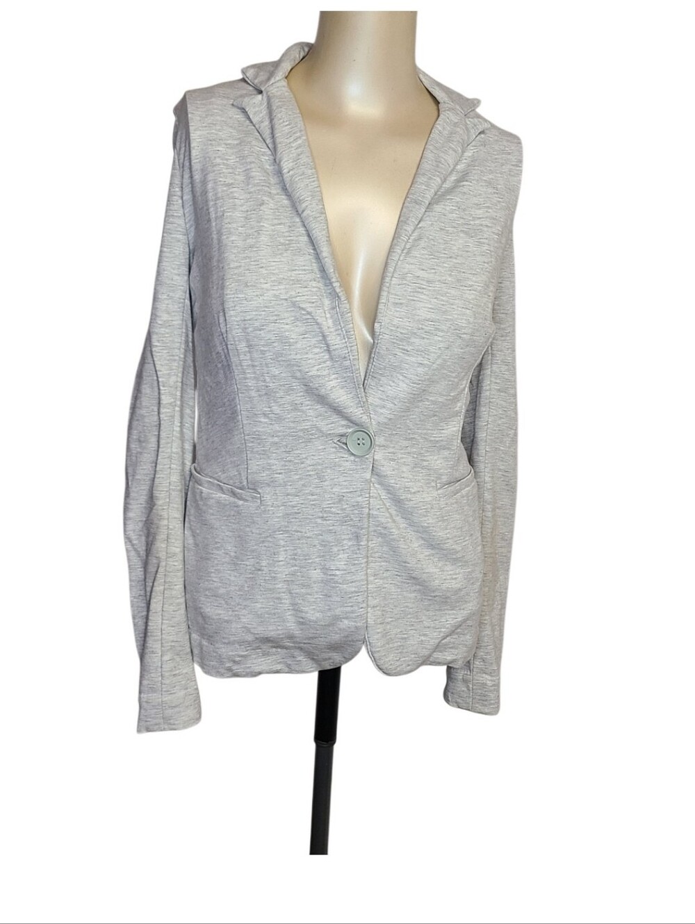 Olivia Moon Heather Gray Knit Jersey Blazer Jacket XS